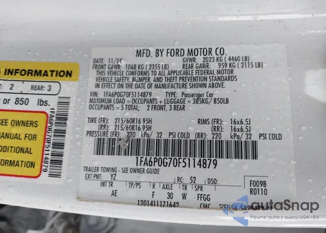 2015 Ford Fusion S from USA, damaged, VIN 1FA6P0G70F5114879